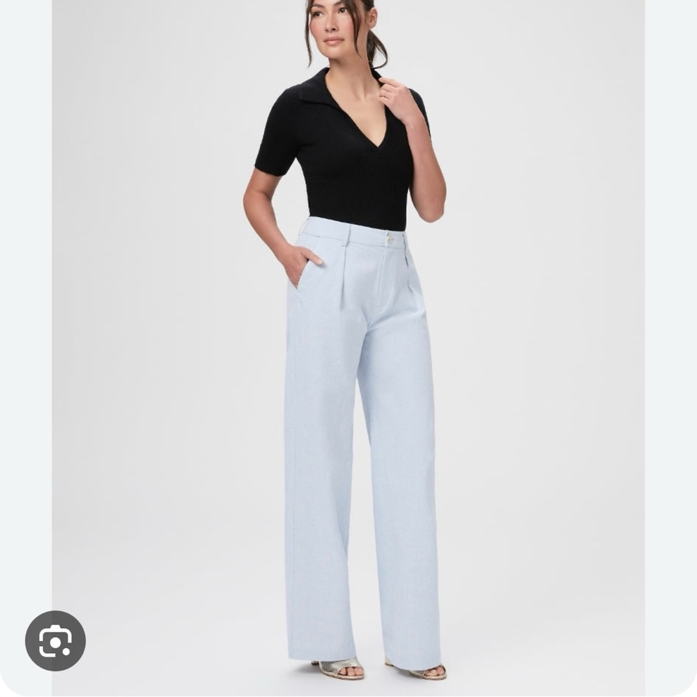 Paige Dallas Chambray Linen High Waist Wide Leg Trouser 8